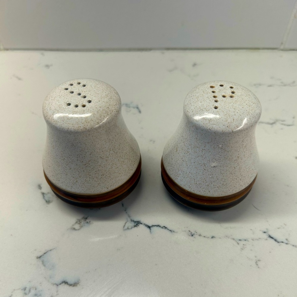 Denby Potter’s Wheel Salt & Pepper shakers. Rare. 1970s.